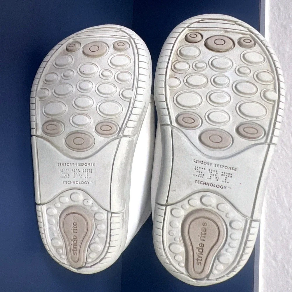 Stride Rite White Elliot Baby Toddler Walking Shoes Boys‎ 4.5W EUC